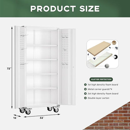 Greenvelly White Metal Storage Cabinet - Image 2