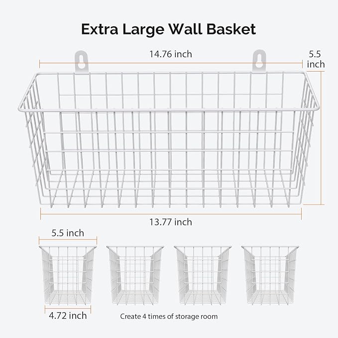 MaraFansie Wire Basket 4-Pack Hanging Wall Organizer Cabinet Storage Basket - Image 2