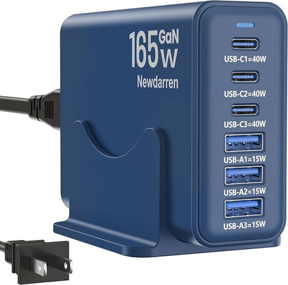 165W GaN USB C Charging Station, 6 Port Desktop Charger by Unknown
