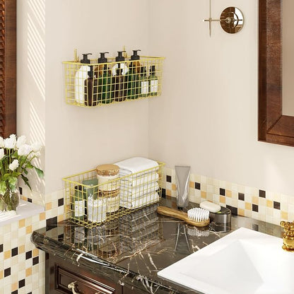 2 Sets Gold Extra Large Hanging Wall Basket - Image 6