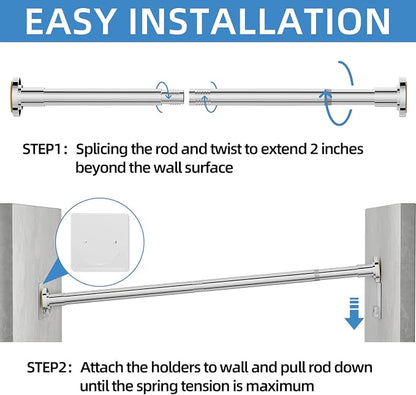 CorkLatta Chrome Adjustable Shower Curtain Rod 32 to 68 inch - Image 5