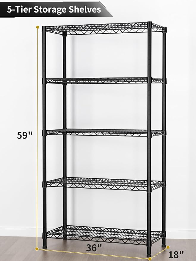 5 Tier Heavy Duty Adjustable Storage Shelf Organizer Storage Metal Shelves - Image 3