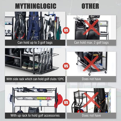 Mythinglogic Golf Bag Storage Garage Organizer, 2 Golf Bags Storage Stand and - Image 12