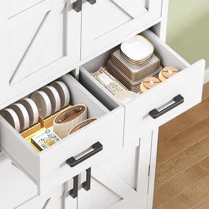 TEENFON Pantry Cabinet with 2 Drawers, Kitchen Storage Cabinet with 4 Door - Image 6