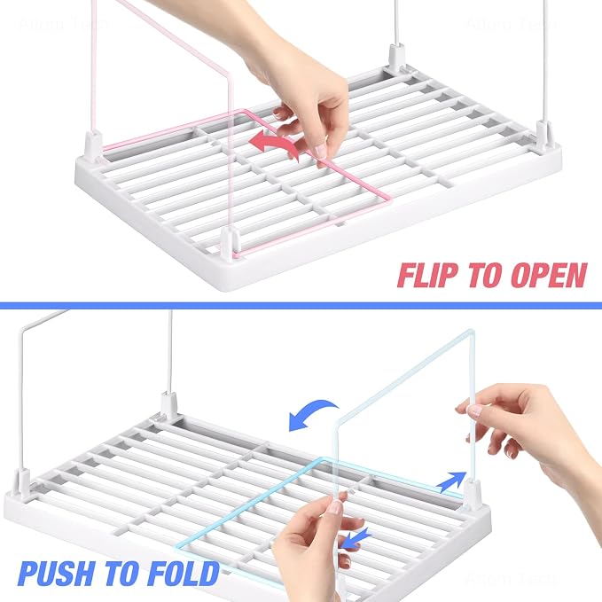 NiHome 4-Pack Stackable Plastic Kitchen Storage Shelf Foldable Rack, Expandable - Image 5