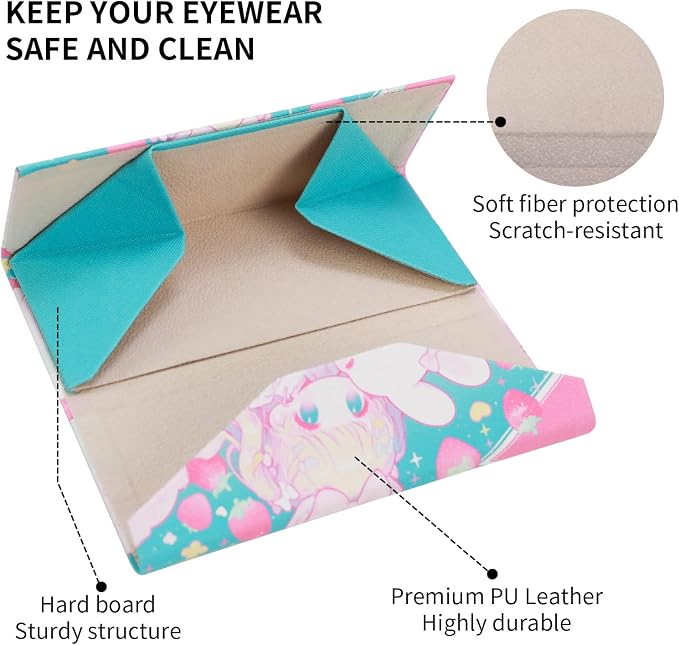 Foldable Glasses Case, Magnetic PU Leahter Sunglasses Case, Cute Hard Shell - Image 5
