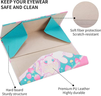 Foldable Glasses Case, Magnetic PU Leahter Sunglasses Case, Cute Hard Shell - Image 5