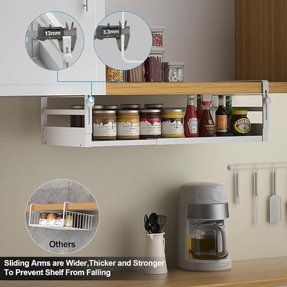 2Pack Under Shelf Basket Organizer, Adjustable Under Cabinet Shelf Storage - Image 5