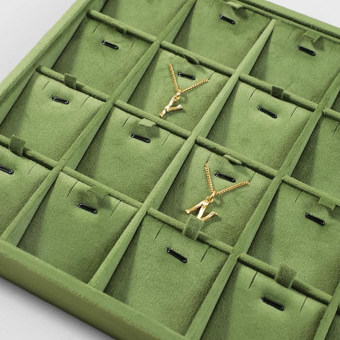Velvet Necklace Display Tray, Stackable 24 Grid Insert Pendant Necklaces - Image 5