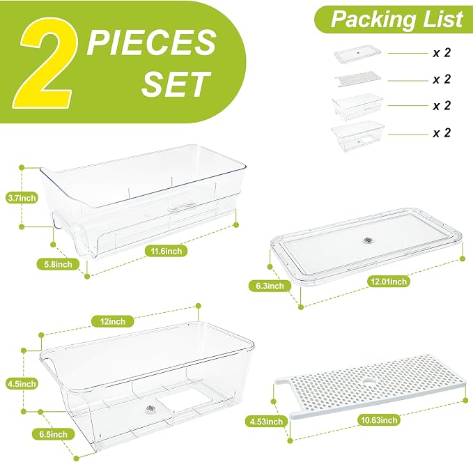 Pull Out Fridge Organizer Drawer, Stackable Refrigerator Storage Bins - Image 6