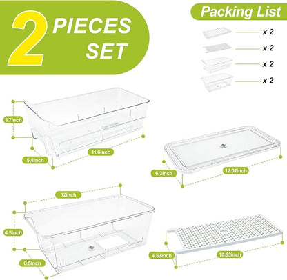 Pull Out Fridge Organizer Drawer, Stackable Refrigerator Storage Bins - Image 6