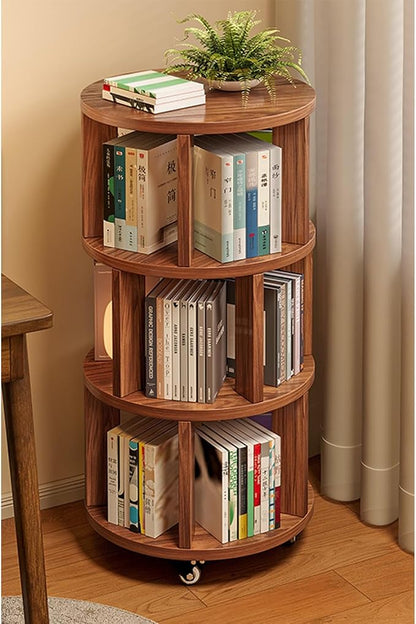 Rotating Bookshelf Tower 2/3/4/5/6 Tier Wood Rotating Bookshelf Wooden Book by Unknown
