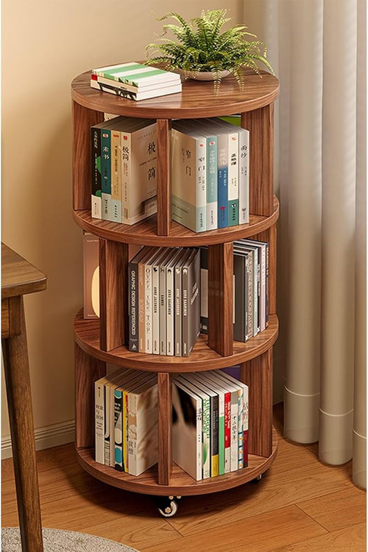Rotating Bookshelf Tower 2/3/4/5/6 Tier Wood Rotating Bookshelf Wooden Book by Unknown