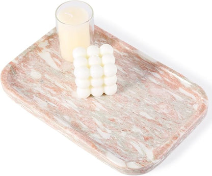 Marble Vanity Tray, Marble Bathroom Tray Countertop, Decorative Tray by Karibiber