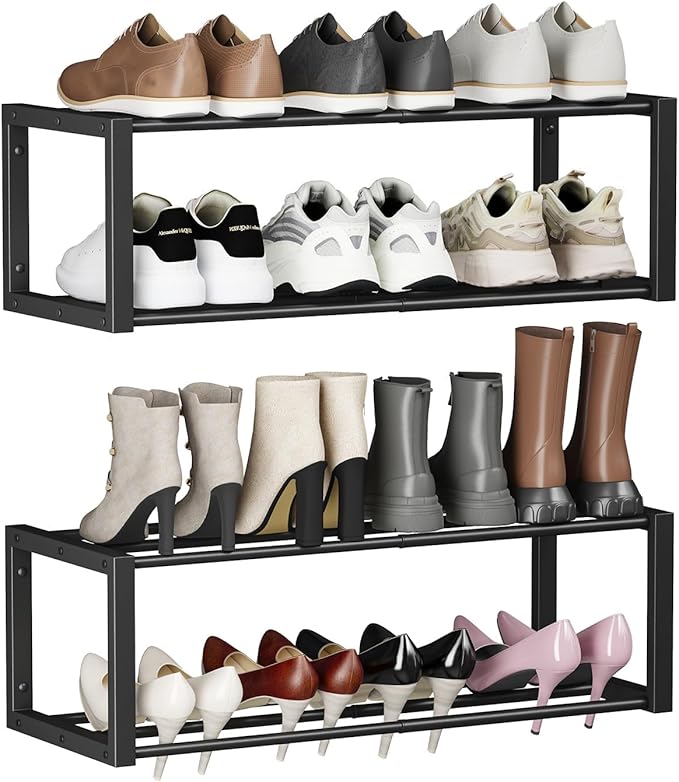 Homeiju Hanging Shoe Organizer, 2 Pack Wall Mounted Shoe Rack Holds 12 Pairs by Homeiju