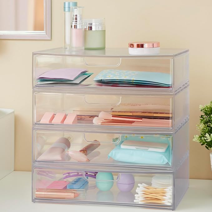 STORi STAX Plastic Stackable Organizer Drawers Clear | 12.5" Wide | Set - Image 6