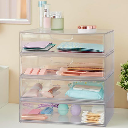 STORi STAX Plastic Stackable Organizer Drawers Clear | 12.5" Wide | Set - Image 6