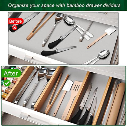 4 Pack Bamboo Drawer Dividers 2.6" High, Adjustable Length from 12 Inch to 17 - Image 8