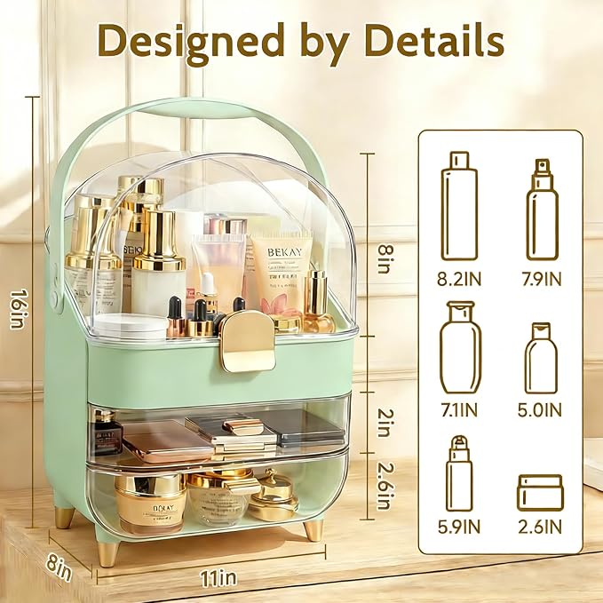 Makeup Organizer with Drawers-Cosmetic Display Case - Image 2