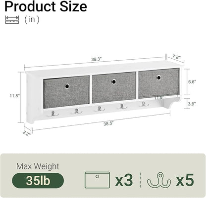 Haotian SoBuy Wall Shelf with Hooks, Coat Rack Wall Mounted with Shelf | Wall - Image 2
