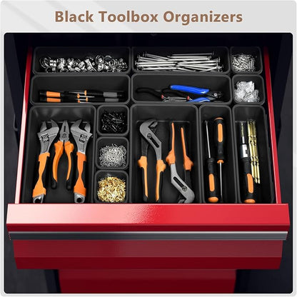 A-LUGEI【】【5 Size】 Tool Box Organizer Tray Divider Set, 【Black】 Desk - Image 5