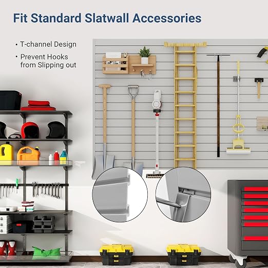 Slatwall Panel 8 FT x 4 FT, Interlocking Slat Wall Paneling, Wall Mounted PVC - Image 4