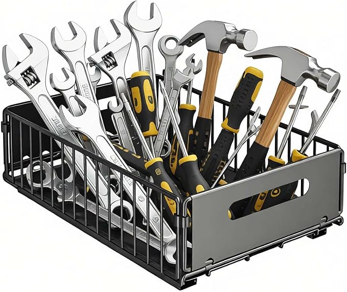 Slide-Out Storage Organizer 9.6"x14.8"x4" Matte Black Rustproof Carbon Steel - Image 8
