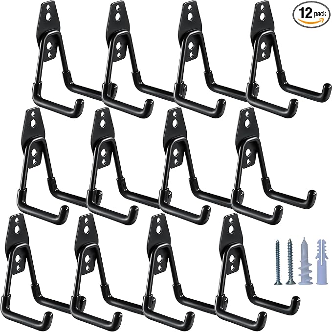 Heavy Duty Garage Hooks 12 Pack, 2.8 inch Small U Shaped Hanger, Wall Mounted by HUPBIPY