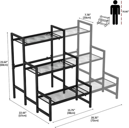 Garden 4 you 3 Tier Expandable Stair Style Metal Plant Stand, Adjustable Garden - Image 2