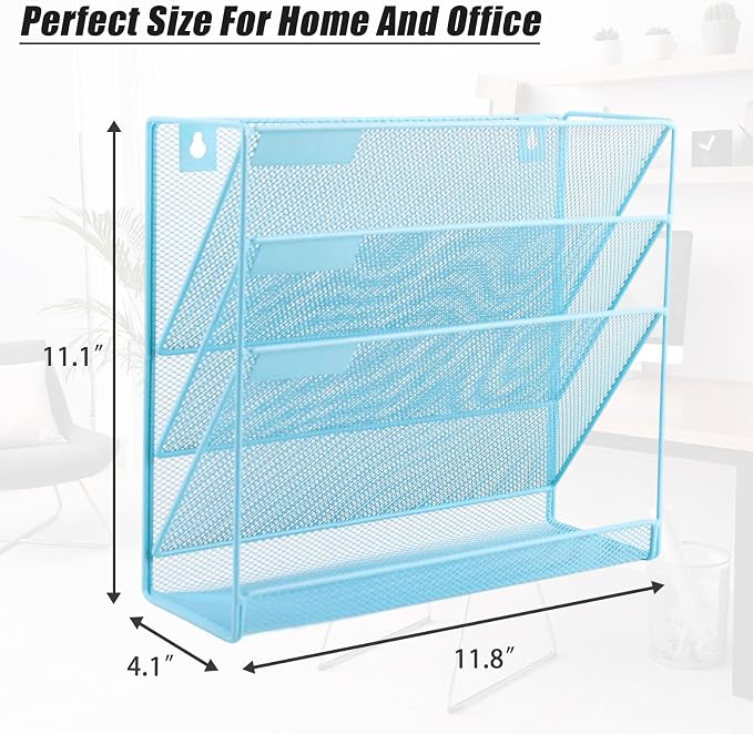 EASEPRES Desk File Organizer Mesh 4-Tier, Hanging Wall Mount Document - Image 2