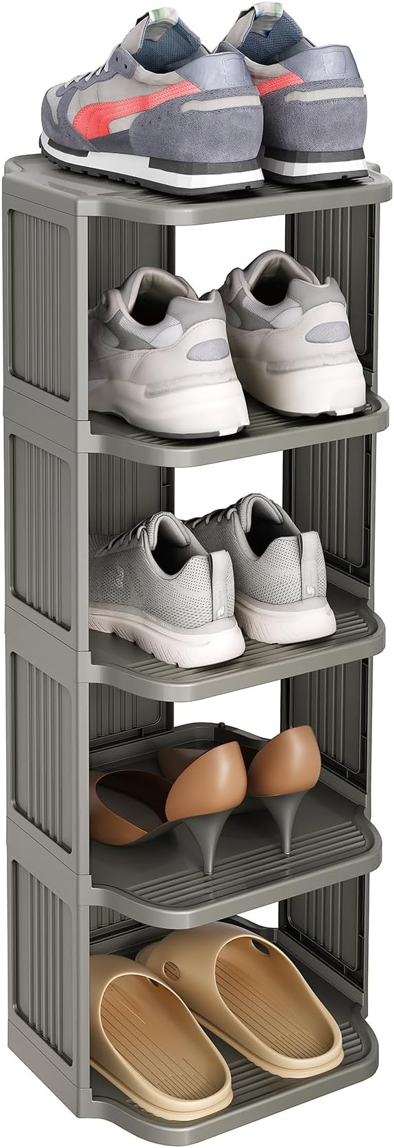 Kitstorack 5-Tier Vertical Plastic Shoe Rack, Freestanding Stackable Shoe by Kitstorack