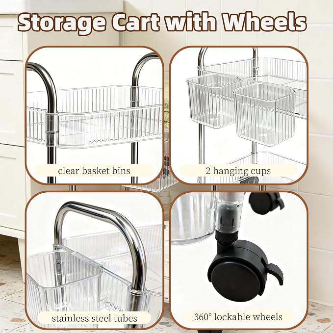 2 Tier Utility Rolling Cart - Image 5