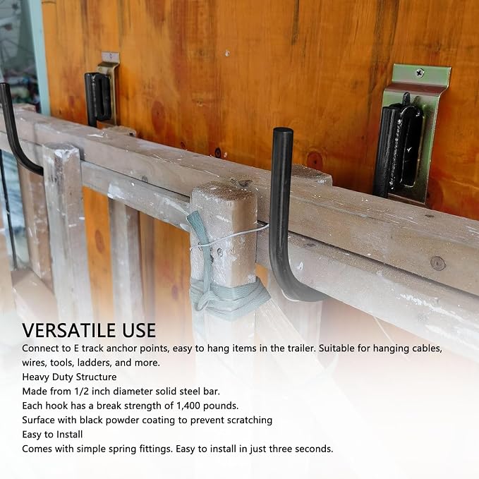 8 Pack E Track Heavy Duty Shovel Hanger - Image 6