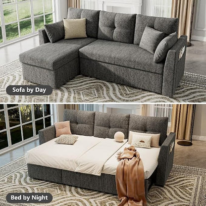 Huatean Home Sleeper Sofa Couch, 2 in 1 Sectional Sleeper Couch Bed - Image 4
