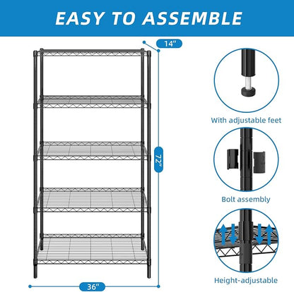 Guan River 5-Shelf Adjustable Metal Wire Shelving, Sturdy and Durable, Storage - Image 3