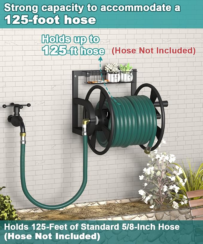 Artigarden Garden Wall Mounted Hose Reel, Outdoor Heavy-Duty Water Hose Holder - Image 4