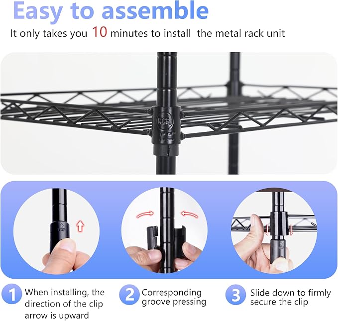 FDW Wire Shelving Units Adjustable Metal Storage Rack 23D x 13W x 30H 3 Tier - Image 4