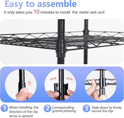 FDW Wire Shelving Units Adjustable Metal Storage Rack 23D x 13W x 30H 3 Tier - Image 4