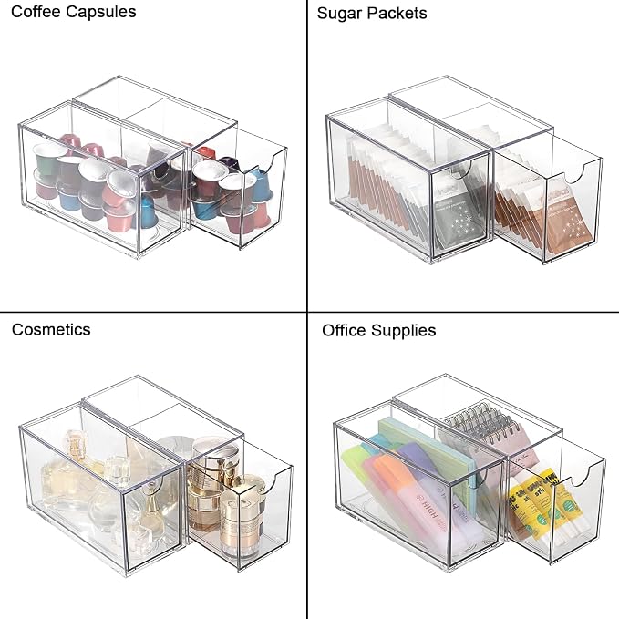ELLDOO 2 Drawers Tea Bag Organizer, Coffee Pod Snack Storage - Image 3