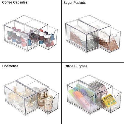 ELLDOO 2 Drawers Tea Bag Organizer, Coffee Pod Snack Storage - Image 3