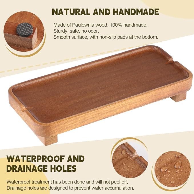 Wood Riser Small Decorative Tray Sink Soap Dish, Vanity Tray Pedestal Stand 10 - Image 5
