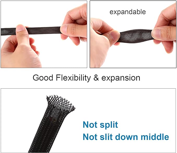 100ft - 3/8 inch PET Expandable Braided Sleeving – Black – Alex Tech Braided - Image 5
