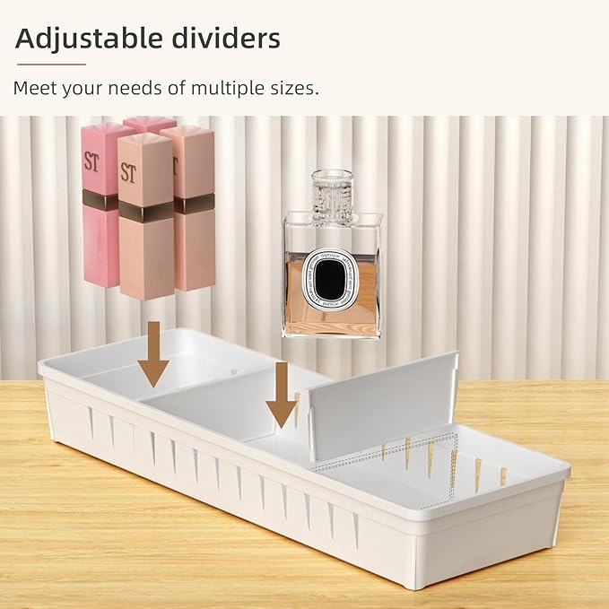 Desk Drawer Organizer Tray 4 PCS Plastic Office Drawer Organizer Bins Junk - Image 3