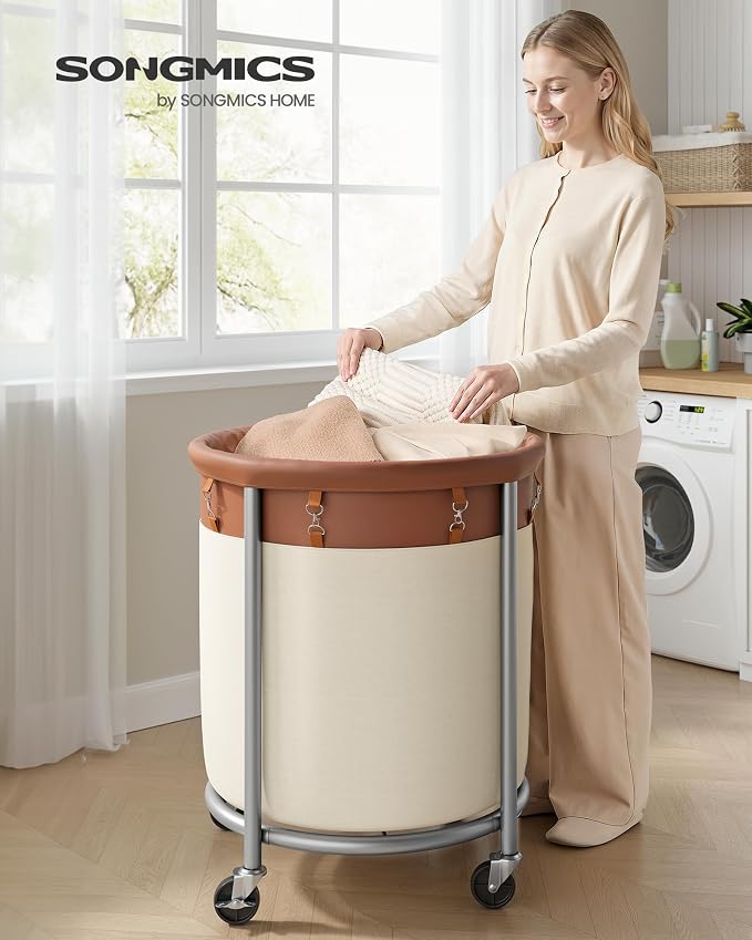 SONGMICS Laundry Basket, Rolling Steel Frame - Image 2