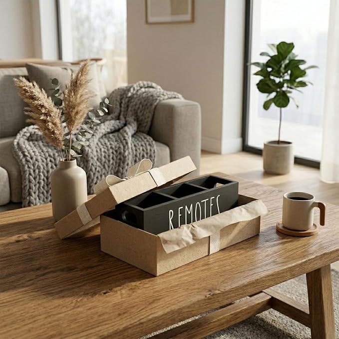 Remote Control Holder, Farmhouse Remote Storage Caddy, Bedside TV Controller Box - Image 6