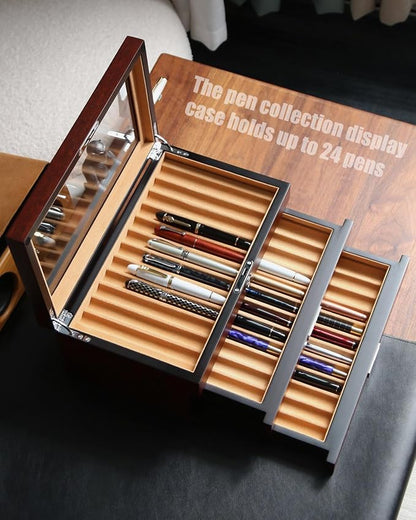 Wood Pen Display case 36 Slot Fountain Pen Box Storage Organizer - Image 2