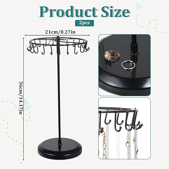 2 Pcs Rotating Necklace Holder Organizer - Image 3