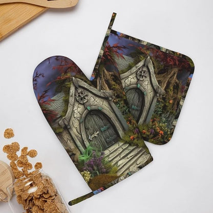 Gothic Fairy Garden Oven Mitts and Pot Holders Sets of 2 Heat Resistant - Image 8