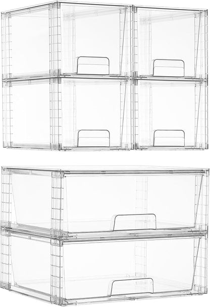 Vtopmart 6 Pack Stackable Storage Drawers, Easily Assemble Clear Plastic by Vtopmart