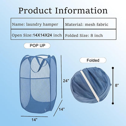 Mesh Pop Up Laundry Hamper for Cruise, Collapsible Laundry Basket Foldable - Image 7
